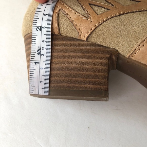 Lucky Brand Idellina Tan Beige Leather Suede Western Ankle Boots Women's 7.5 - Picture 5 of 16